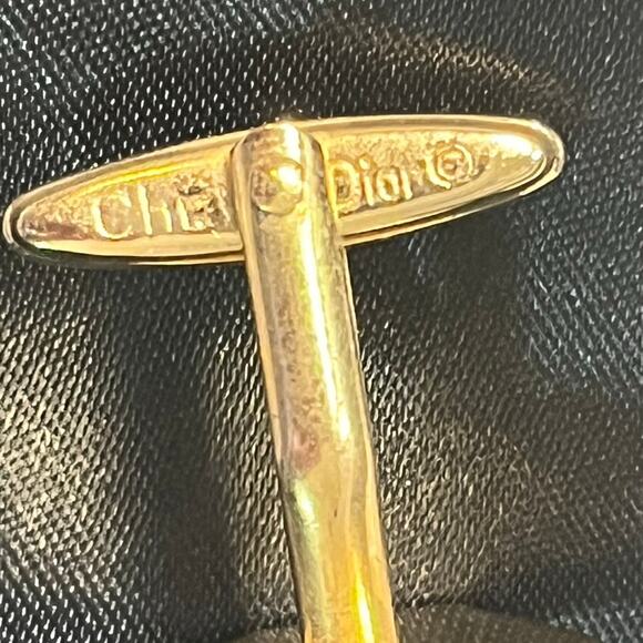 Christian Dior Gold Plated Octagonal Cufflink Black accent original box and tags - Picture 9 of 9